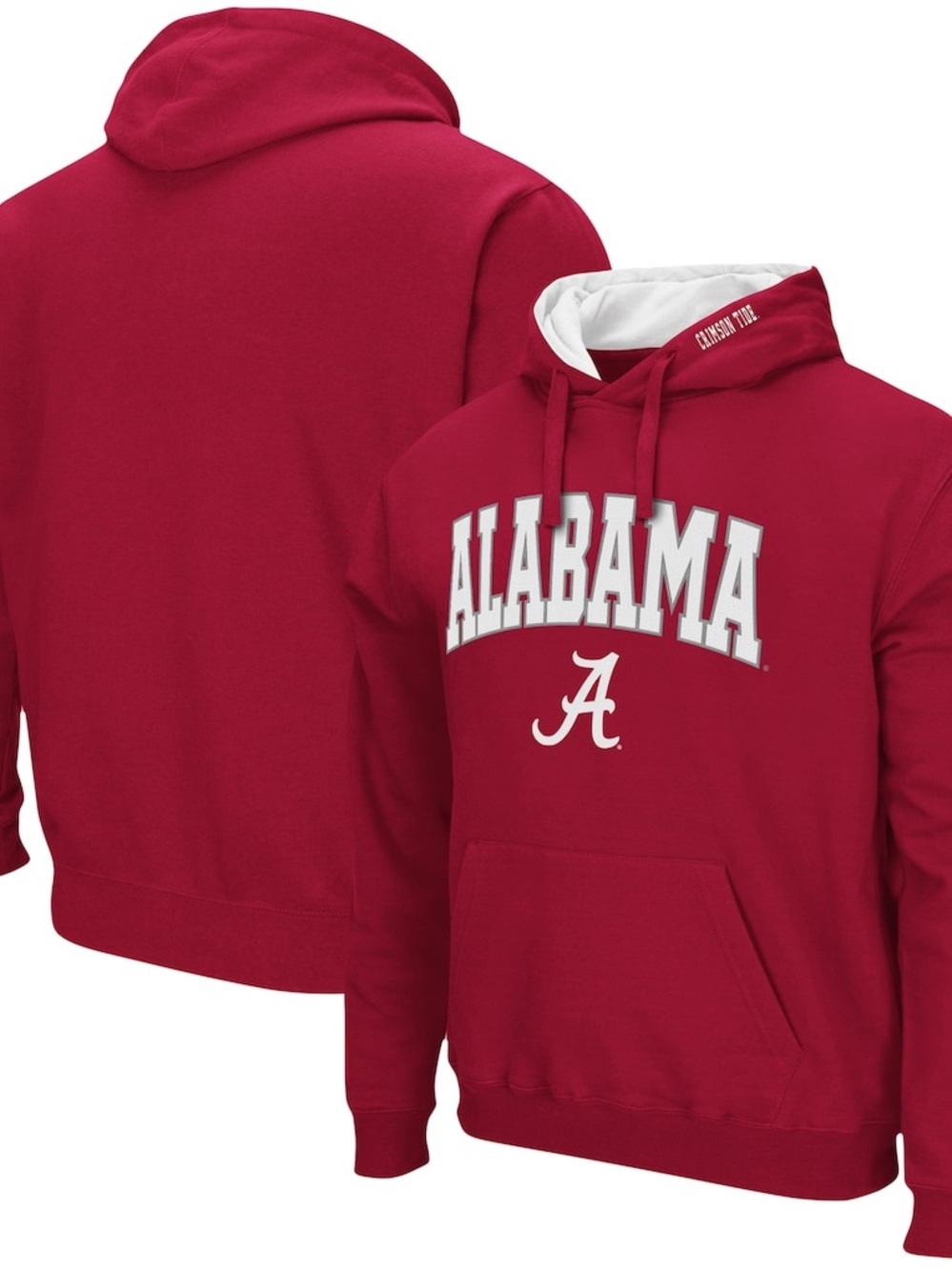 Men's Colosseum Crimson Alabama Crimson Tide Arch & Logo 3.0 Pullover Hoodie L